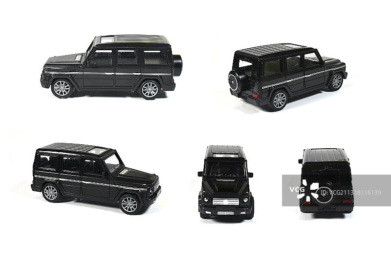 黑色小汽车模型各个角度拍摄图片素材