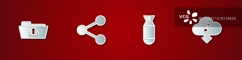 文件夹、上传、分享、航空炸弹和云图片素材