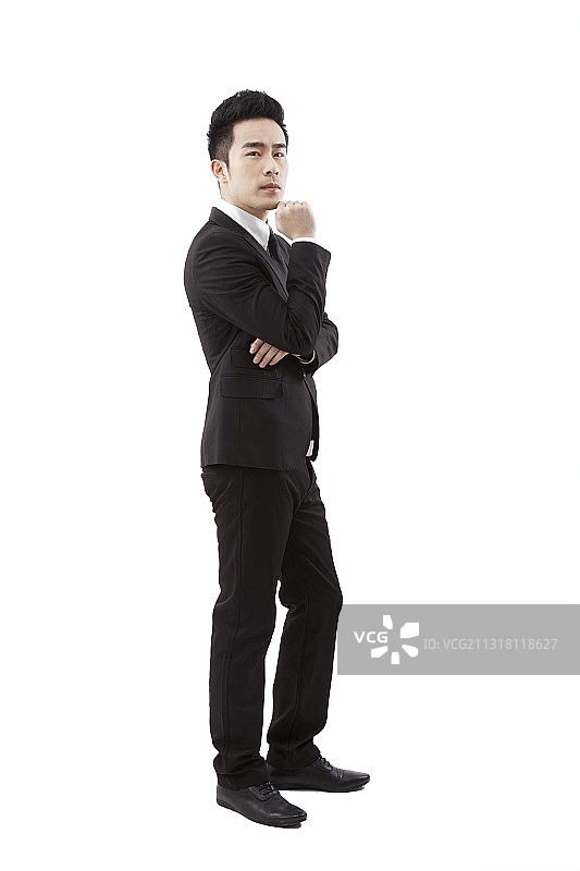 站在白色背景前的商人图片素材