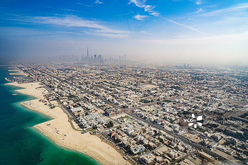 海边城市景观航拍图片素材