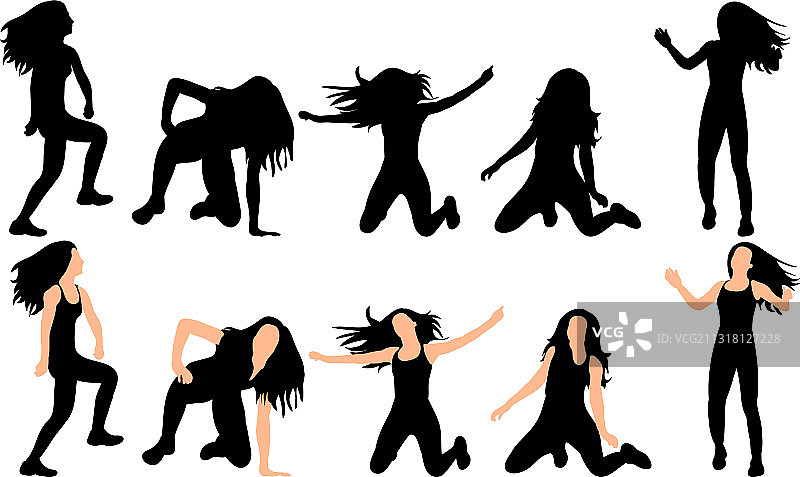 跳舞的女人剪影图片素材