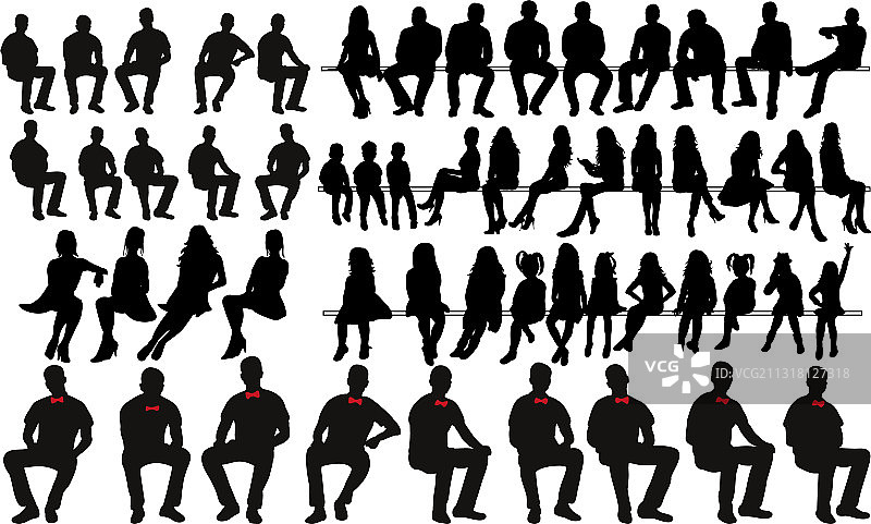 人物坐姿剪影合集图片素材