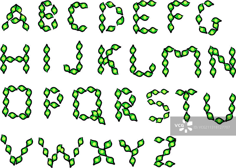 拉丁字母绿色生态主题树叶图片素材