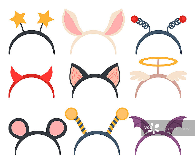 化装舞会头部装饰和面具套装图片素材