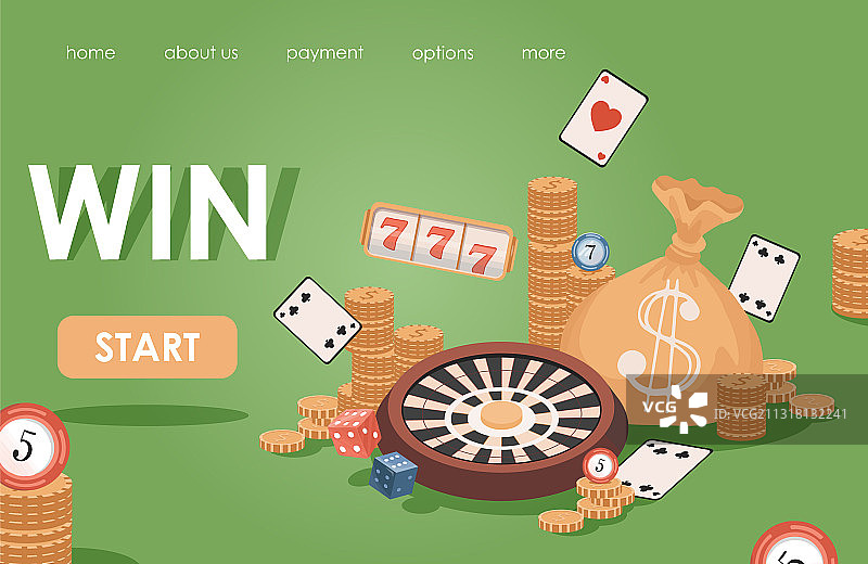 在线娱乐场扁平banner模板金色图片素材