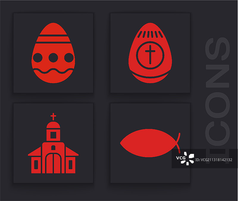 基督教鱼、复活节彩蛋图片素材