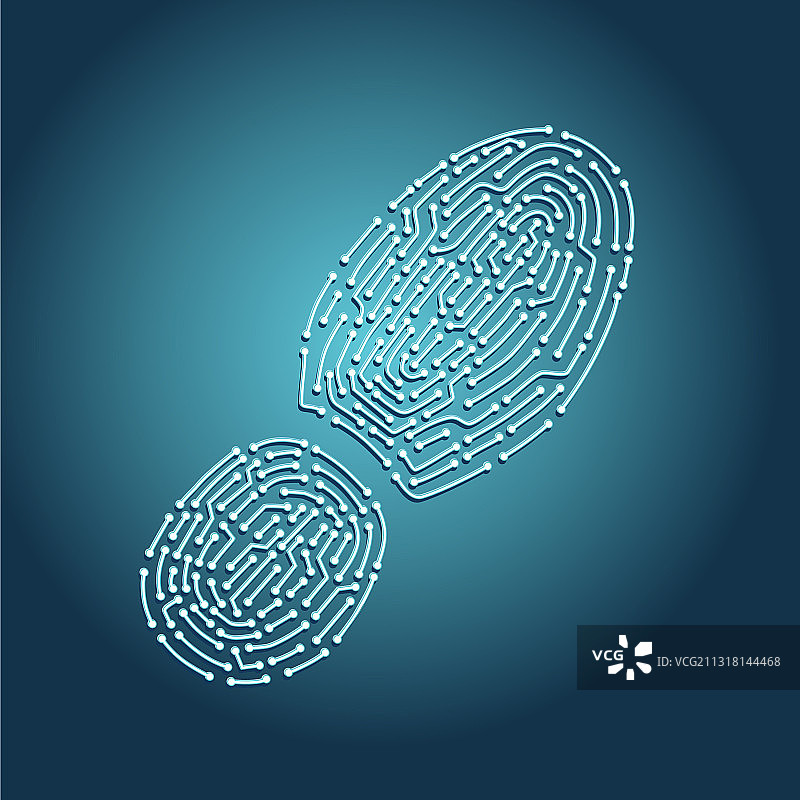 带芯片的数字跟踪概念足迹图片素材