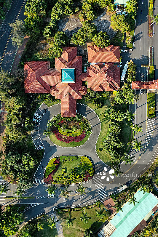 广东省东莞市长安镇莲花山郊野公园和长安高尔夫球乡村俱乐部航拍图片素材