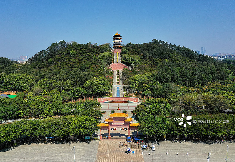 广东省东莞市厚街镇福神岗公园航拍图片素材