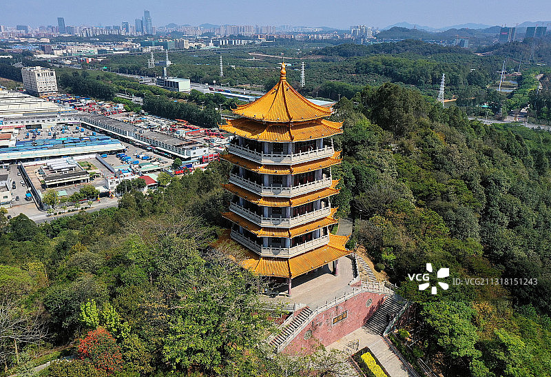 广东省东莞市厚街镇福神岗公园航拍图片素材