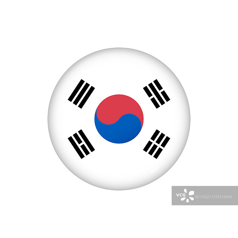 韩国圆形旗帜按钮图标光面图片素材