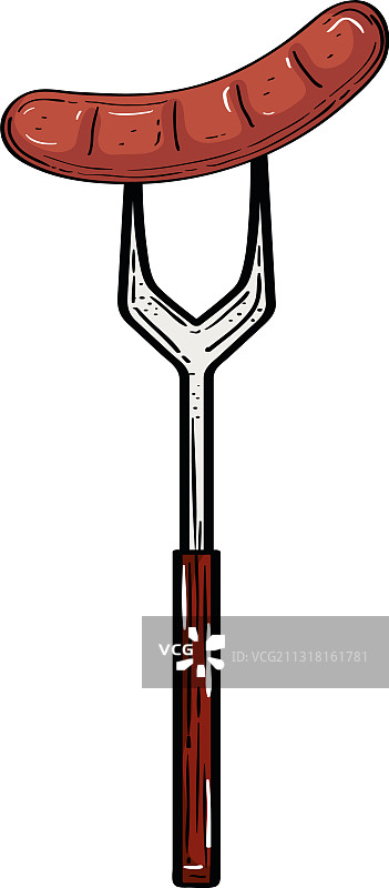 叉子上孤立的香肠设计图片素材