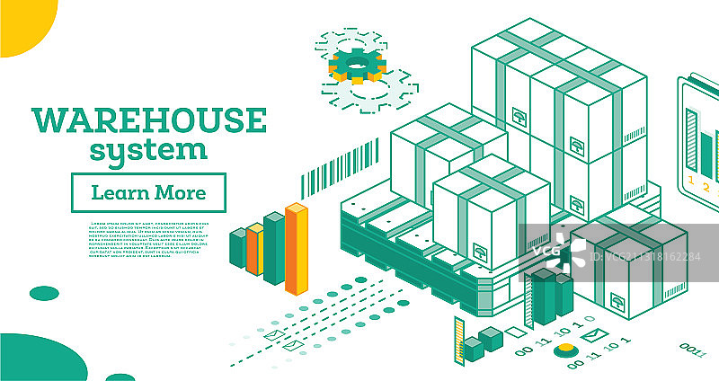 仓库系统等距视角纸板轮廓图片素材