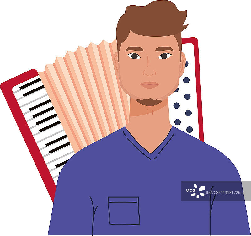手风琴设计前的卡通男人图片素材
