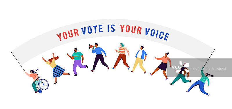 举旗参加选举的人群图片素材