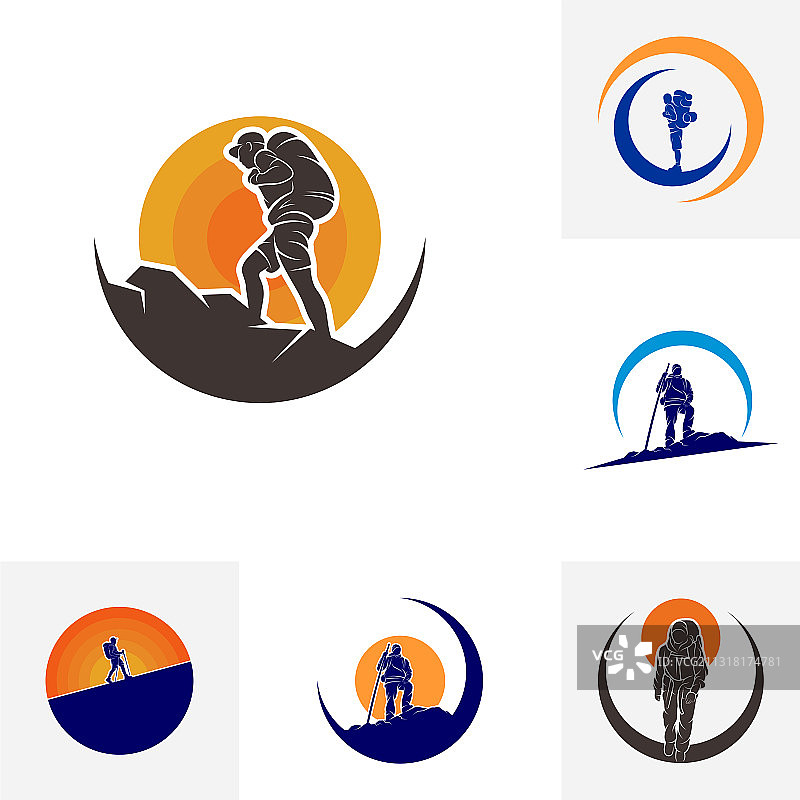 登山者标志设计模板户外图片素材