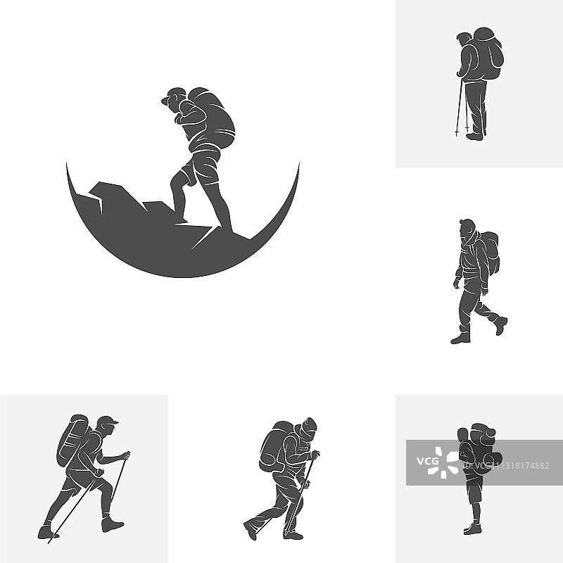 登山者标志设计模板户外图片素材