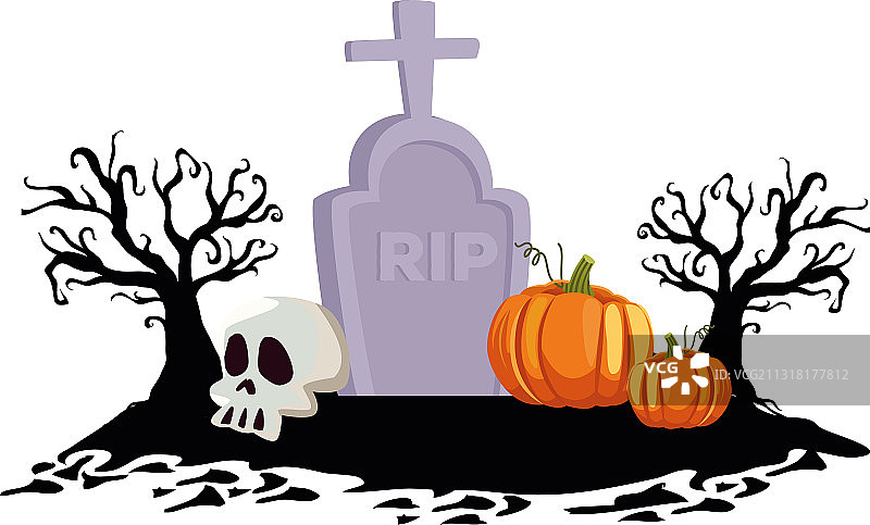墓地万圣节南瓜设计图片素材