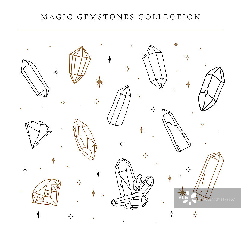大型手绘水晶宝石线条艺术合集图片素材