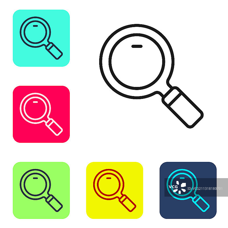 白色背景上的黑色线条放大镜图标图片素材