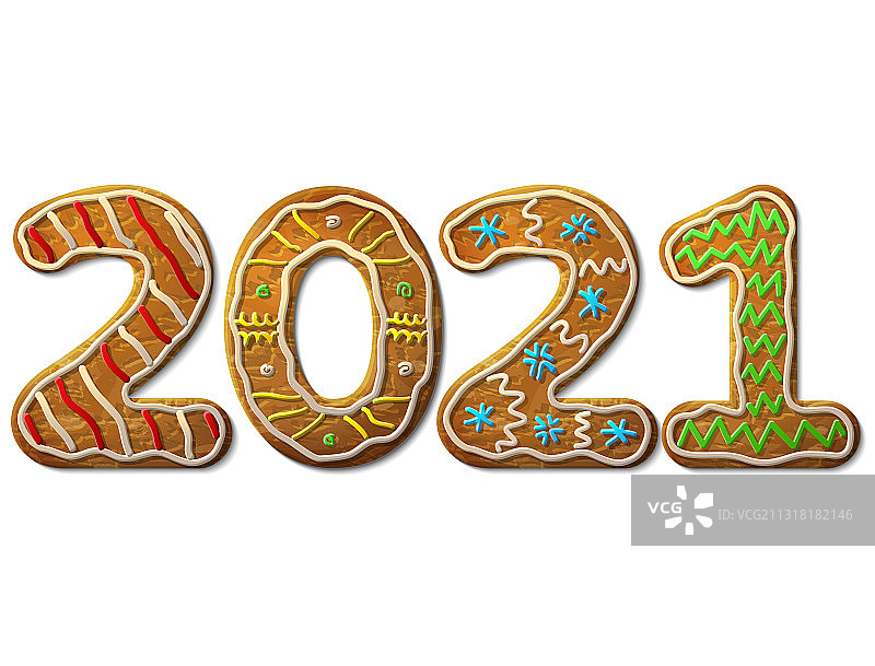 姜饼形状的2021新年图片素材