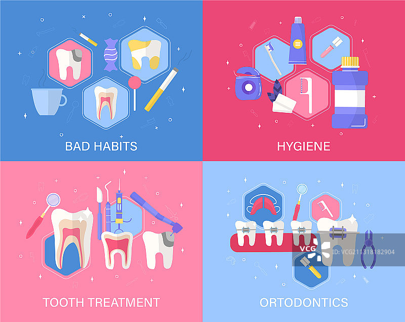 牙科宣传banner或海报四件套图片素材