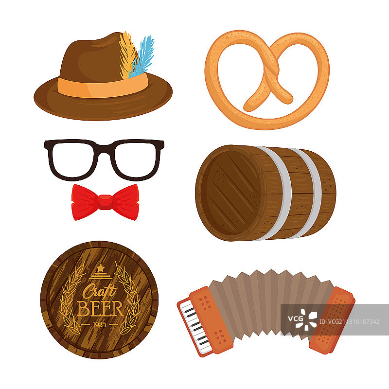 孤立的慕尼黑啤酒节图标设计图片素材