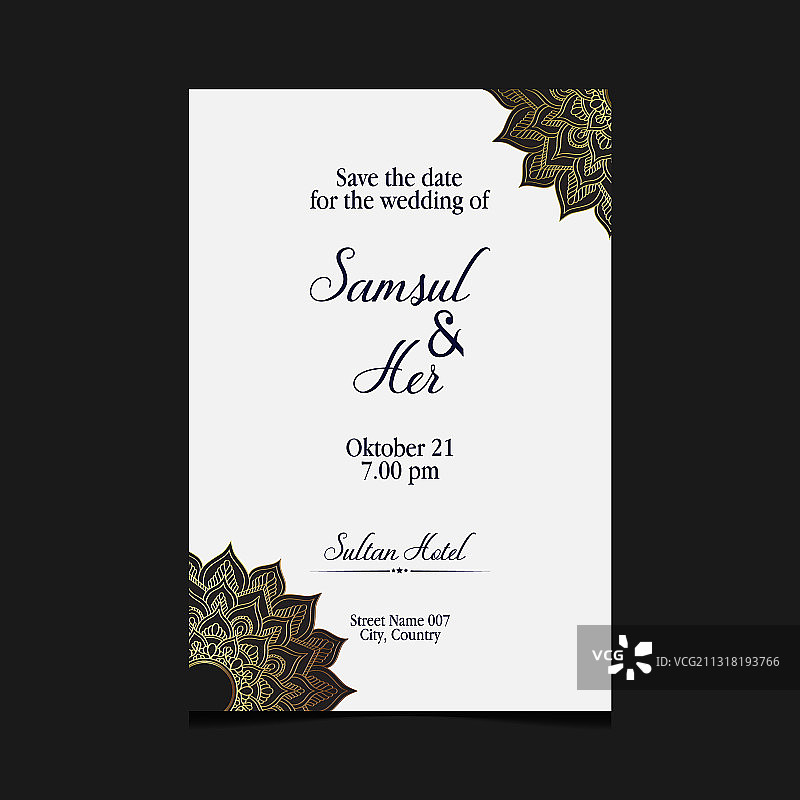 奢华的黄金曼陀罗华丽的背景婚礼图片素材