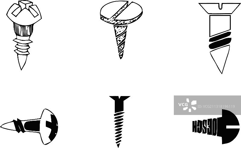 螺栓螺钉线性图标图片素材