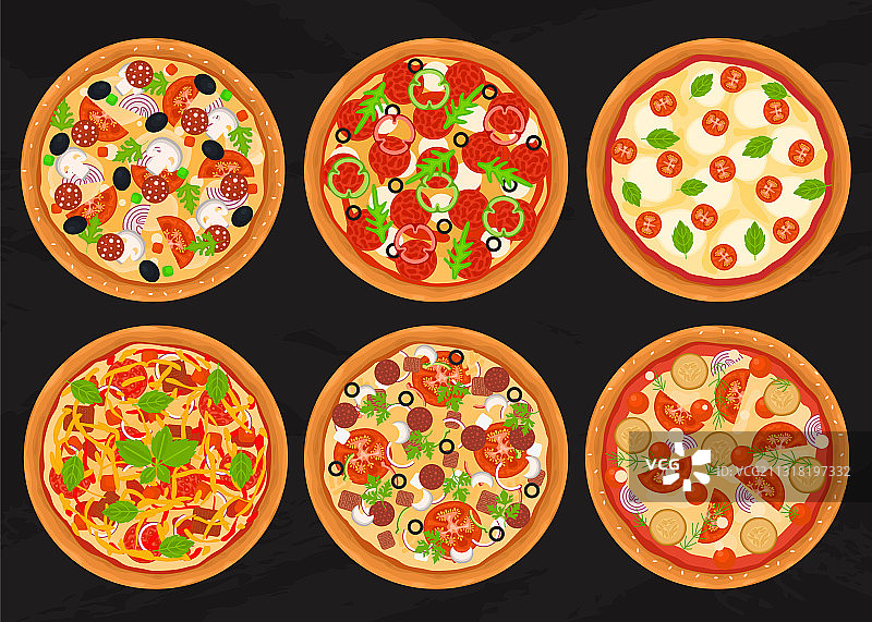 卡通彩色披萨图标图片素材