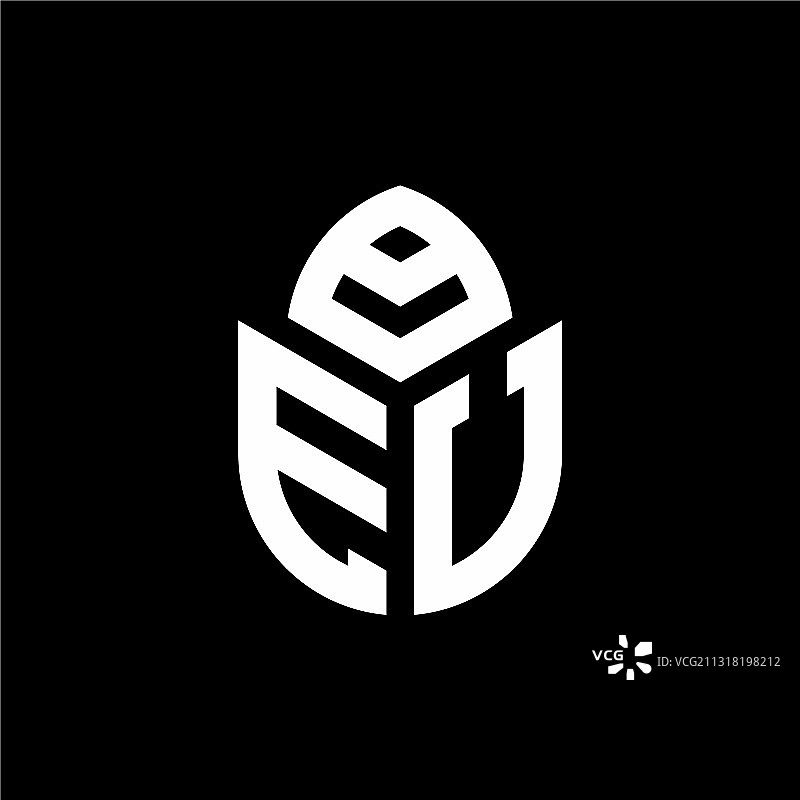 欧盟字母组合logo，搭配柏树造型，奢华风格图片素材