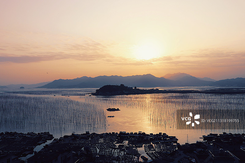 鱼港日落图片素材