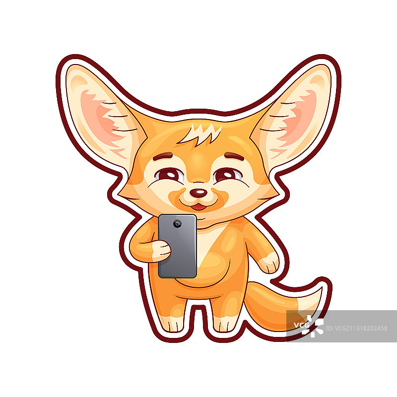 可爱的微笑耳廓狐图片素材