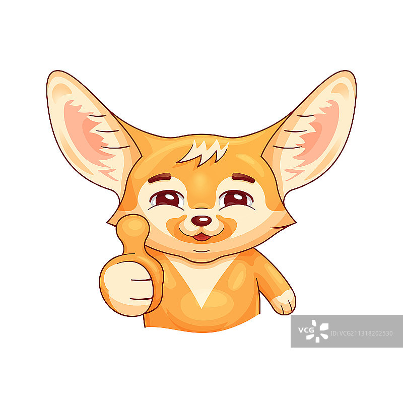 微笑的可爱耳廓狐竖起大拇指图片素材