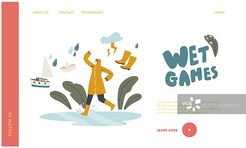 秋季水上乐园着陆页模板图片素材