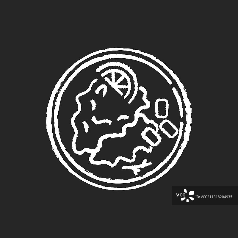 维也纳炸肉排粉笔白图标图片素材