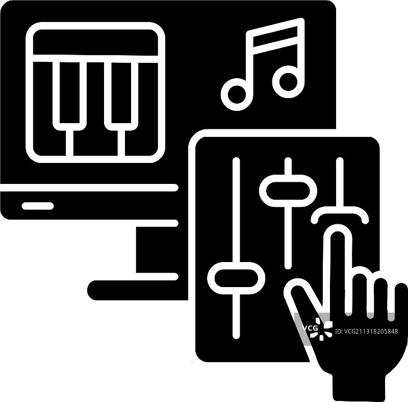 自制音乐黑色字形图标图片素材