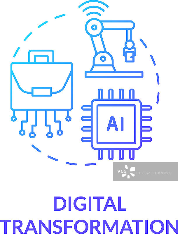 蓝色渐变数字转型概念图标图片素材