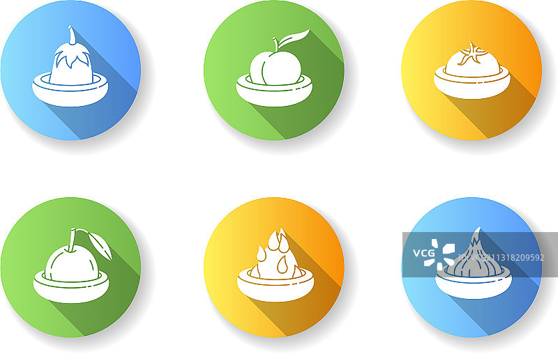 食品保鲜扁平设计长阴影图标图片素材