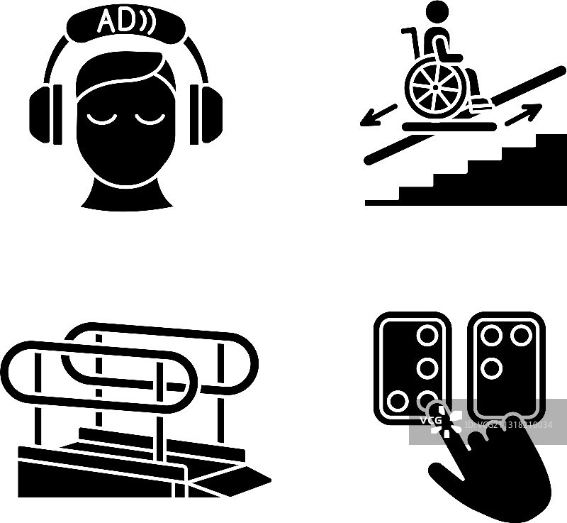 残疾人设施黑色标志图片素材