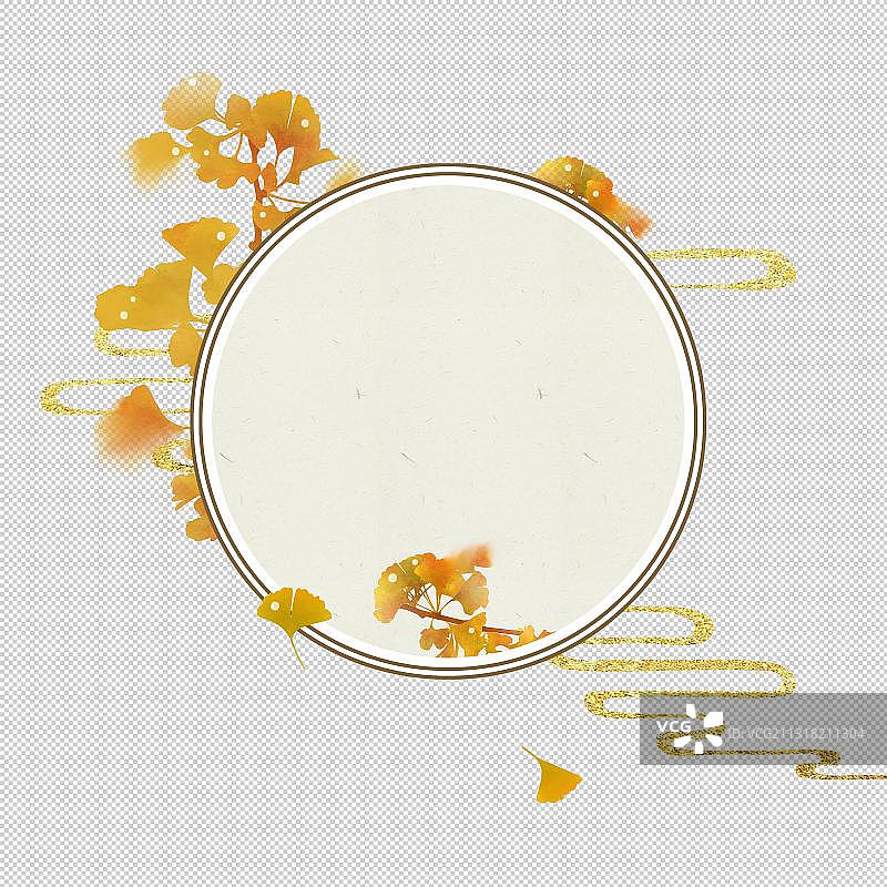 中式圆形边框素材秋分图片素材