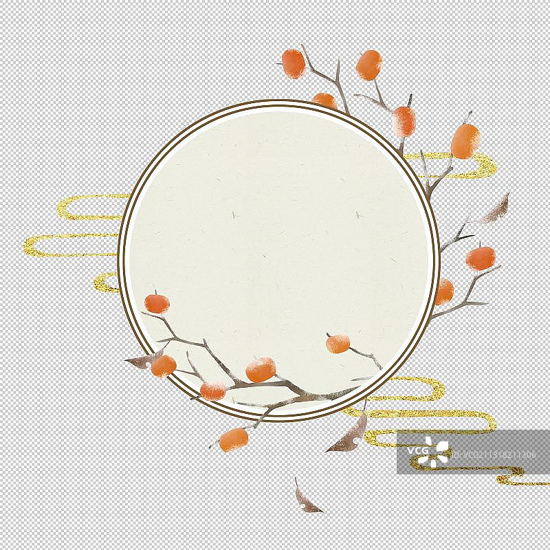 中式圆形边框素材霜降图片素材