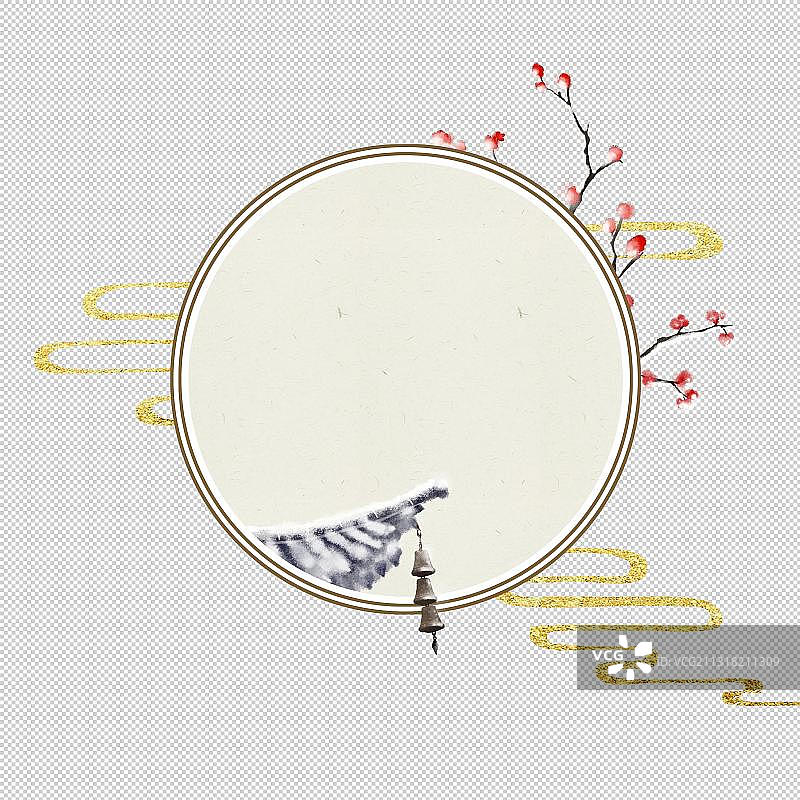 中式圆形边框素材大雪图片素材