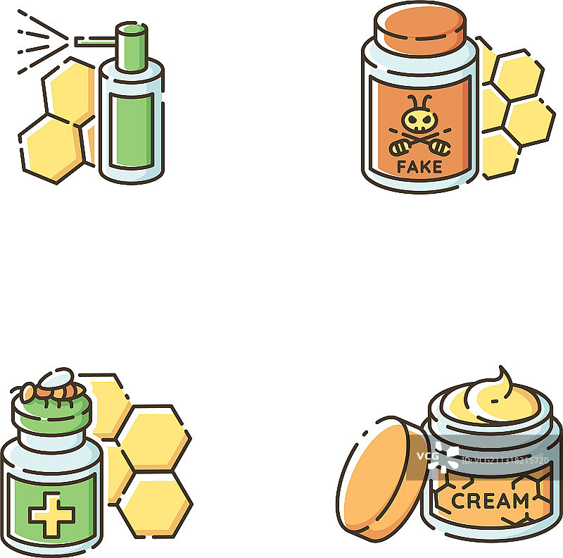 天然蜂产品RGB颜色图标集图片素材