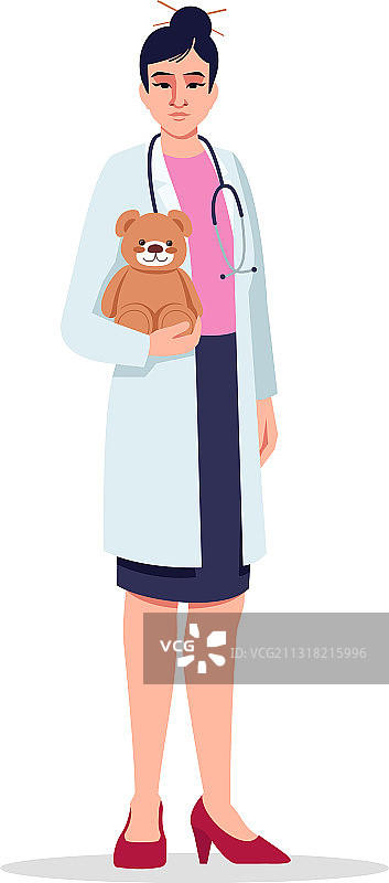 儿科医生半扁平RGB颜色图片素材