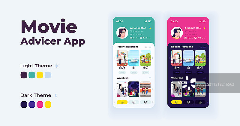 电影顾问App卡通智能手机界面图片素材