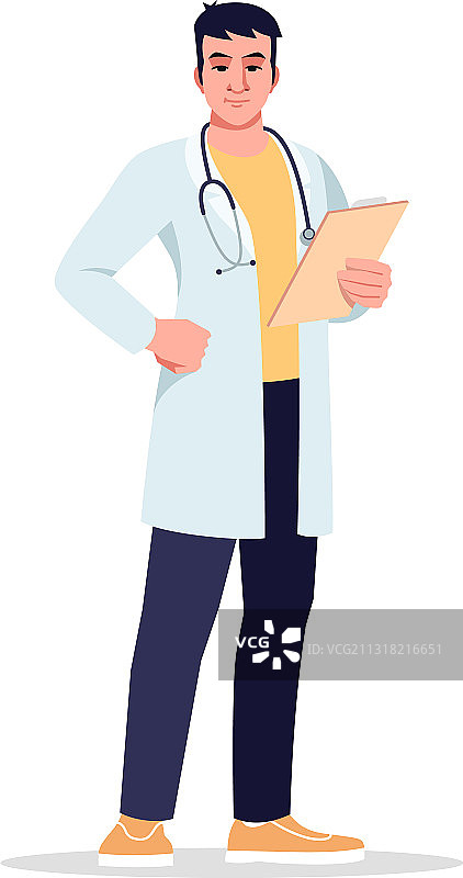 初级保健医生半扁平RGB颜色图片素材