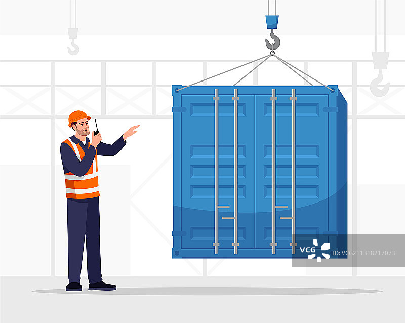 半扁平风格的码头工人图片素材