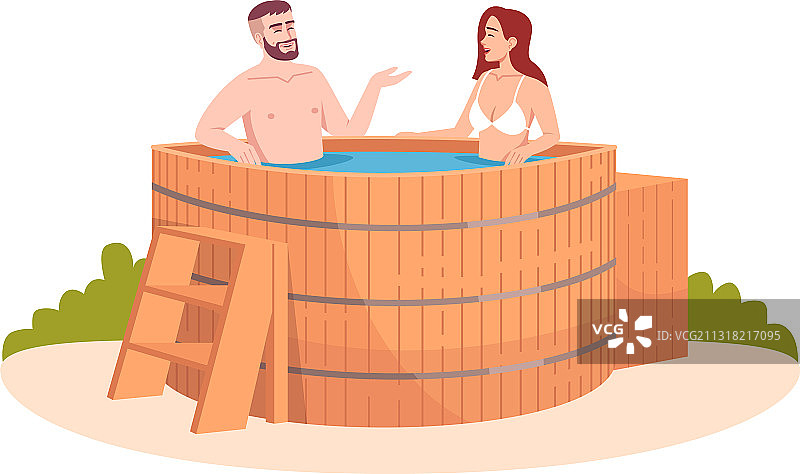 半扁平RGB颜色木制浴缸图片素材