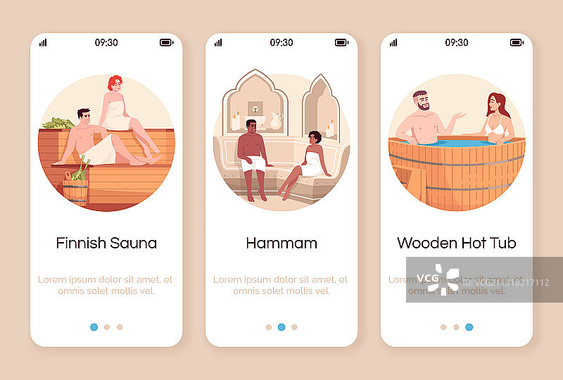 情侣水疗度假村移动应用引导页图片素材